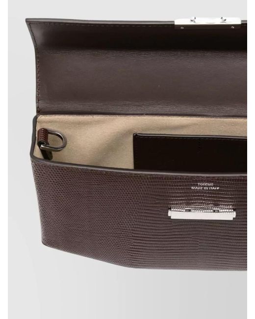 Totême Brown Leather Shoulder Clutch Bag Lizard Effect