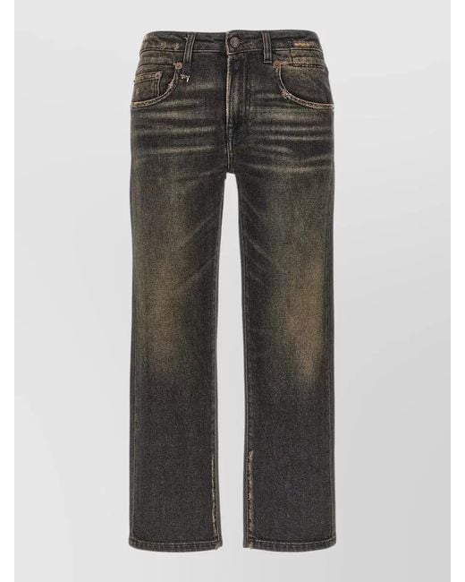 R13 Gray Straight Boy Jeans Belt Loops Design