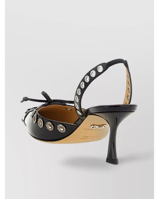 Mach & Mach Metallic Leather Crystal-Embellished Slingback Pumps