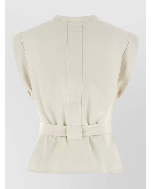 Lemaire Natural V Neck Sleeveless Vest Waist Tie