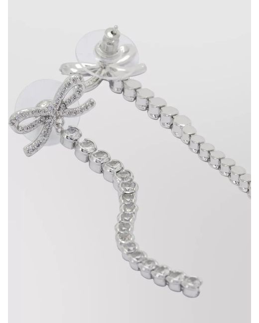 Self-Portrait White Bow Rhinestone Dangle Earrings Motif