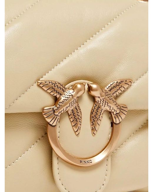 Pinko Natural Love Bag Puff Mini Leather Quilted Shoulder Bag