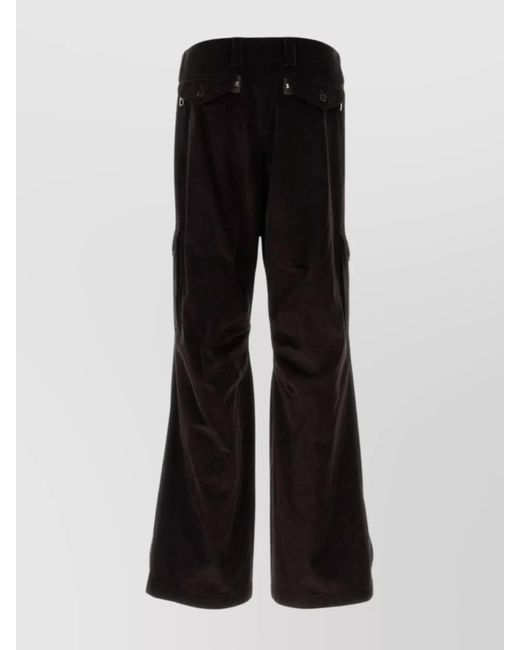 Dolce & Gabbana Black Cotton Corduroy Cargo Wide-Leg Trousers for men