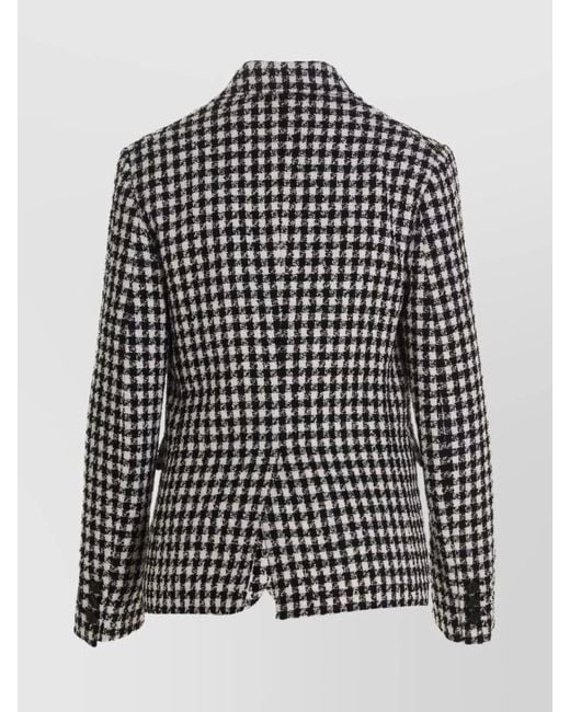 Versace Black Virgin Wool Single-Breasted Tweed Jacket