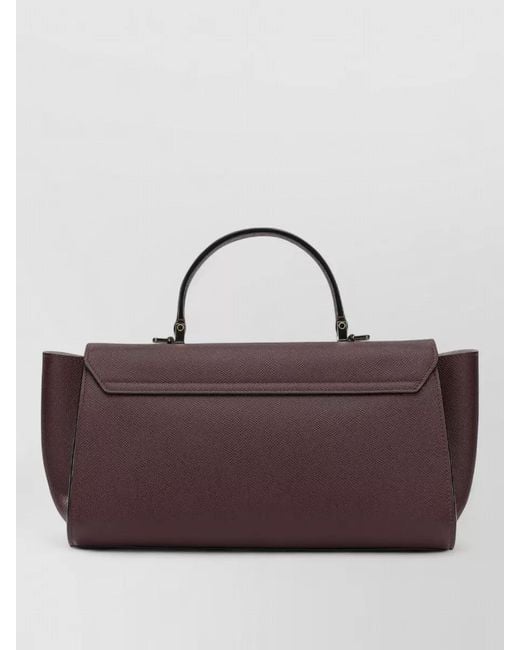 Valextra Purple Iside Editor Medium Top Handle Shoulder Bag
