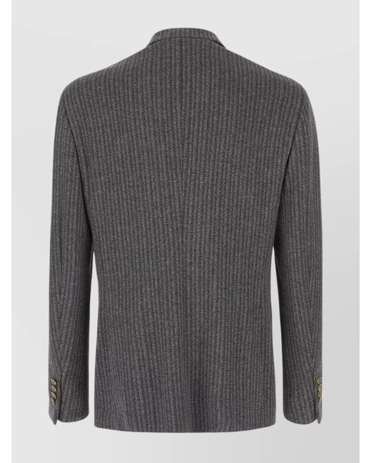 Etro Gray Double-Breasted Embroidered Blazer for men