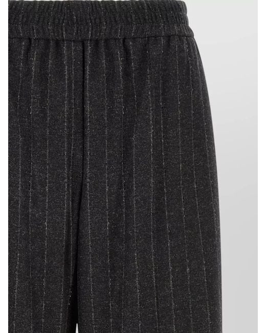 Brunello Cucinelli Black Micro Sequin Pinstripe Wide Leg Pants