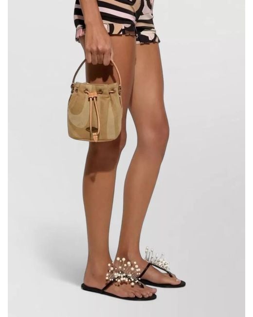 Emilio Pucci Natural Shoulder Bag Chaucer Panama Patterned Handle