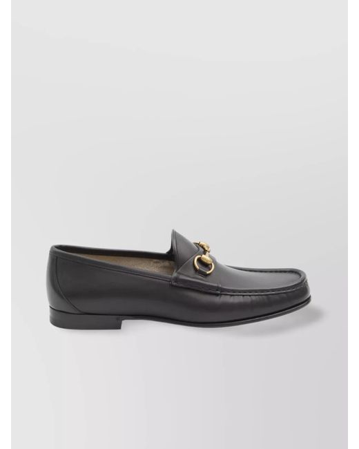Gucci Gray Horsebit Detail Leather Loafer With-Tone Hardware for men