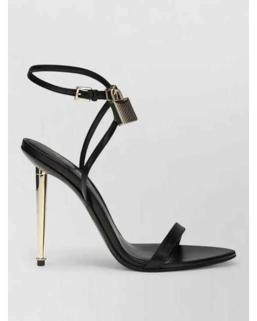 Tom Ford Black Leather Stiletto Sandals