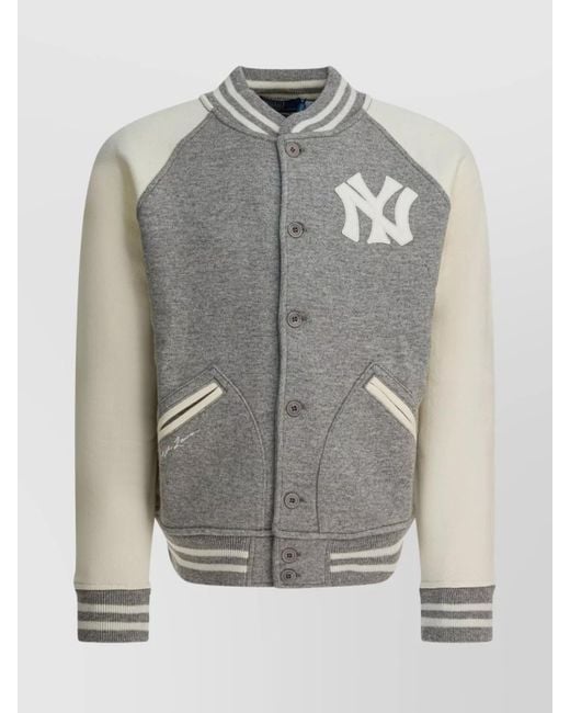 Polo Ralph Lauren Men's Gray Stylish Knit Jacket Contrast Sleeves