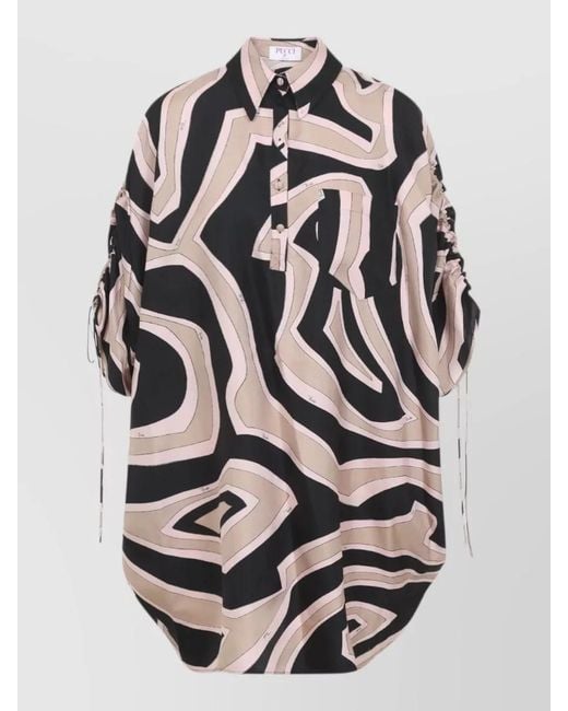Emilio Pucci Gray Silk Mini Dress Signature Print
