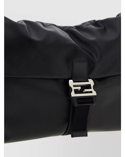 Fendi Black Leather Mamma Baguette Shoulder Bag for men