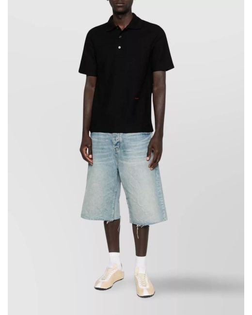 Lanvin Black Cotton Short-Sleeve Polo Shirt for men
