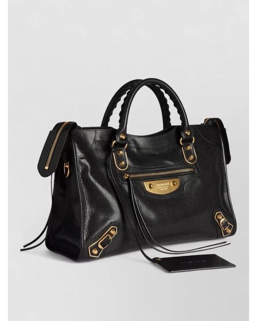 Balenciaga Black City Tote Bag Front Pocket Strap Handles
