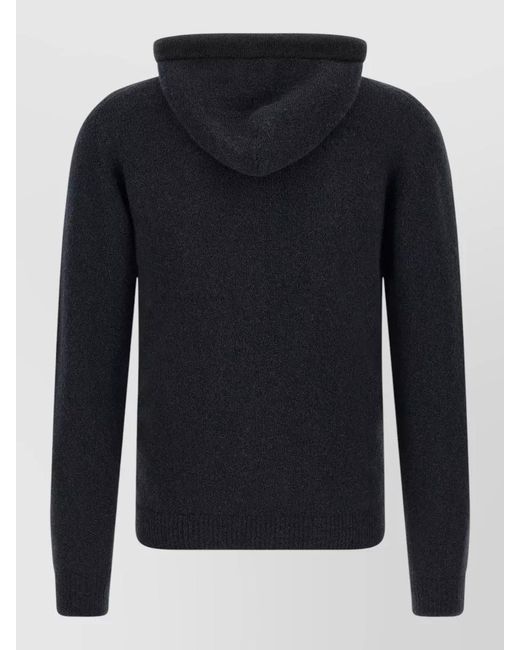 Roberto Collina Blue Hooded Wool Alpaca-Blend Sweater for men