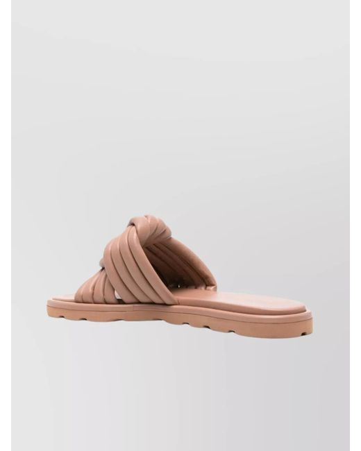 Gianvito Rossi Pink Leather Knotted Flat Sandals