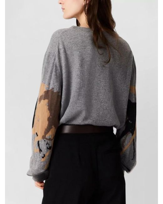 Stella McCartney Gray Virgin Wool Ribbed Round Neck Jumper
