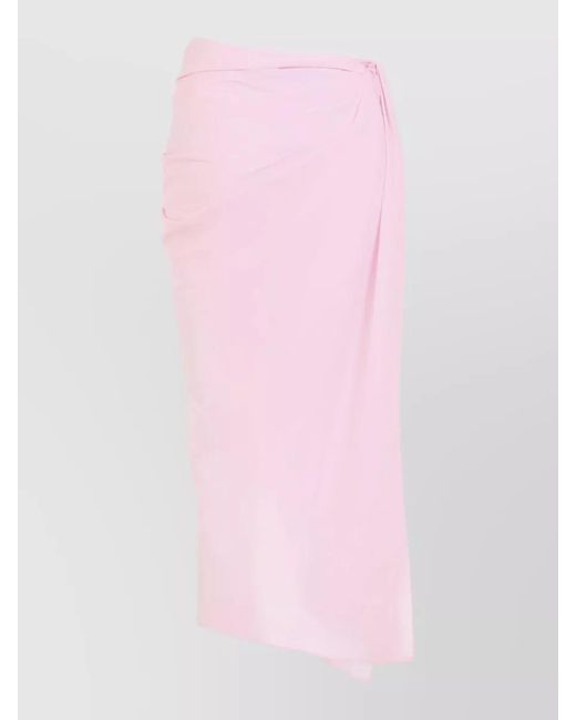 Jacquemus Pink High Waist Draped Asymmetric Ruched Skirt