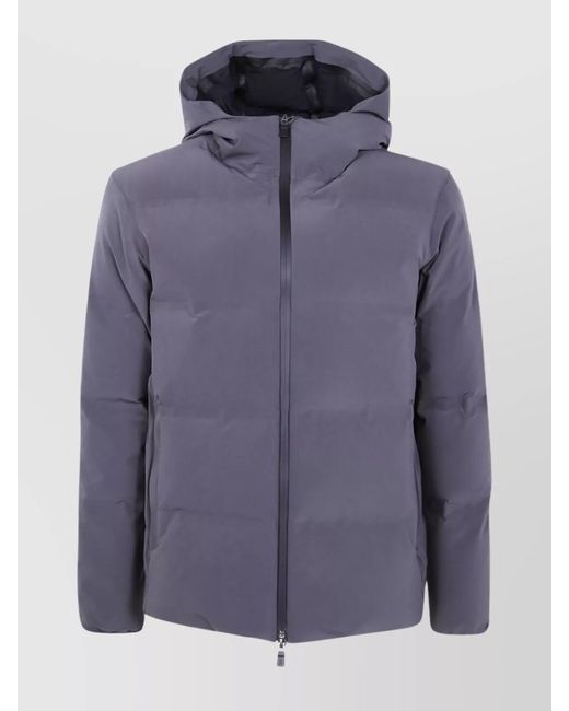 Herno Blue Cropped Jacket With Hood And Pockets for men