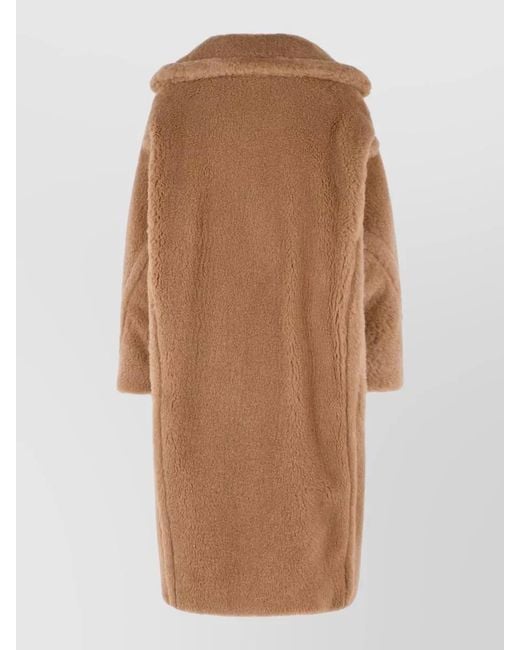 Max Mara Brown Teddy Long Lapel Coat