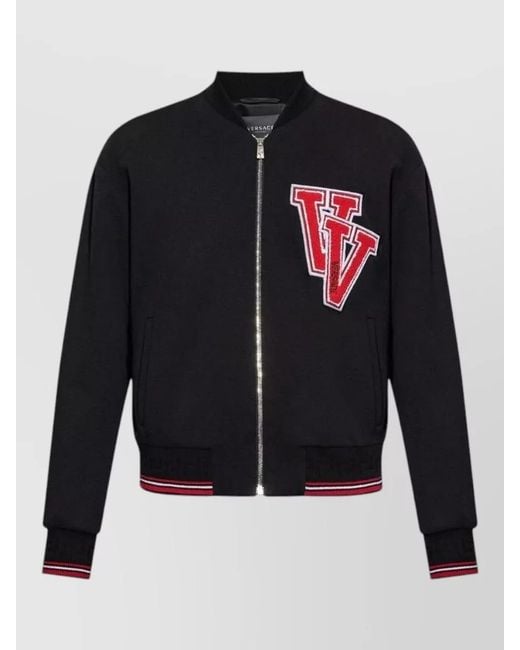 Versace Blue Virgin Wool Bomber Jacket for men