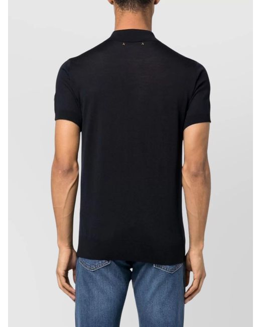Golden Goose Deluxe Brand Black Merino Wool Short-Sleeve Polo Shirt for men