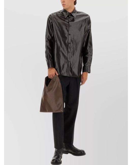 MM6 by Maison Margiela Black Shiny Linen Shirt for men