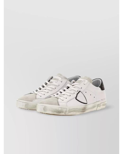 Philippe Model Metallic Leather Low-Top Sneakers for men