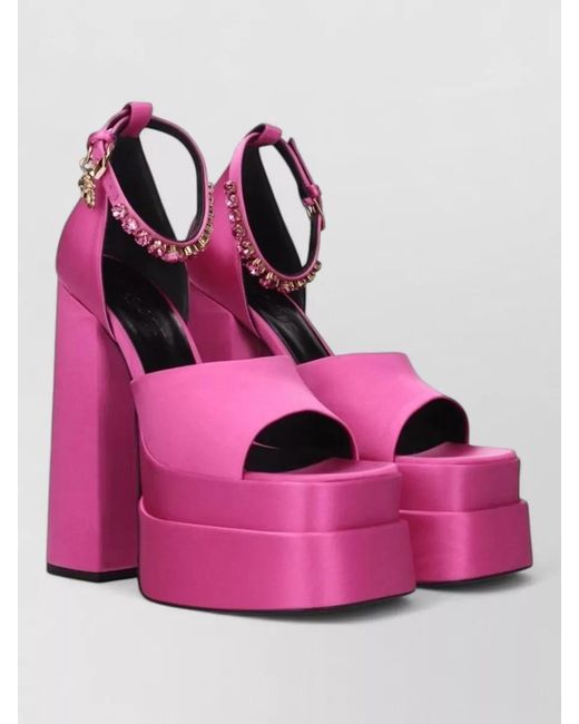 Versace Pink Satin Platform Sandals