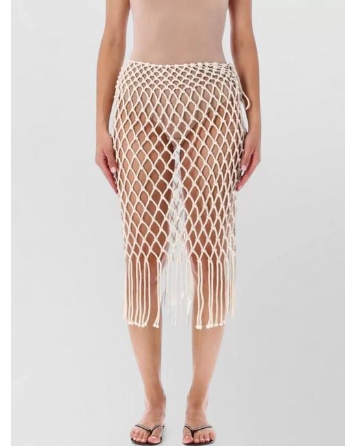 Frankie Shop Pink Tropea Macrame High Waist Beach Skirt