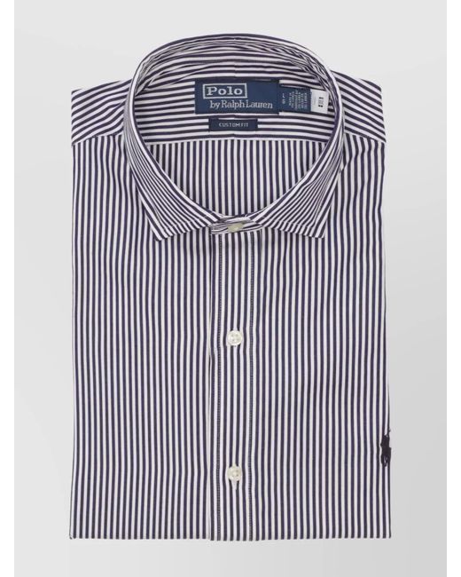 Ralph Lauren Blue Striped Pattern Button-Down Collar Shirt for men