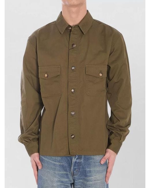 Saint Laurent Green Cotton Twill Overshirt for men
