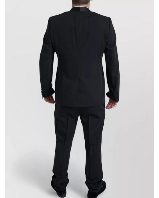 Dolce & Gabbana Black Virgin Wool Silk Slim-Fit Single-Breasted Suit for men