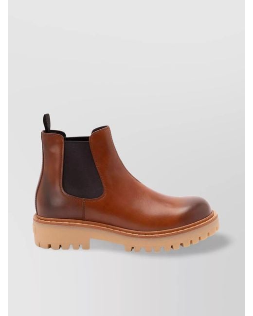 Prada Brown Leather Ankle Boots for men