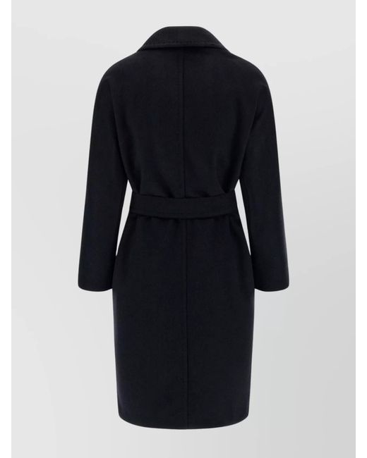 Max Mara Blue Cashmere Double-Breasted Midi Coat