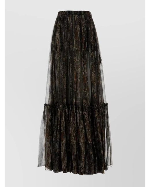 Saint Laurent Black Printed Silk Blend Skirt