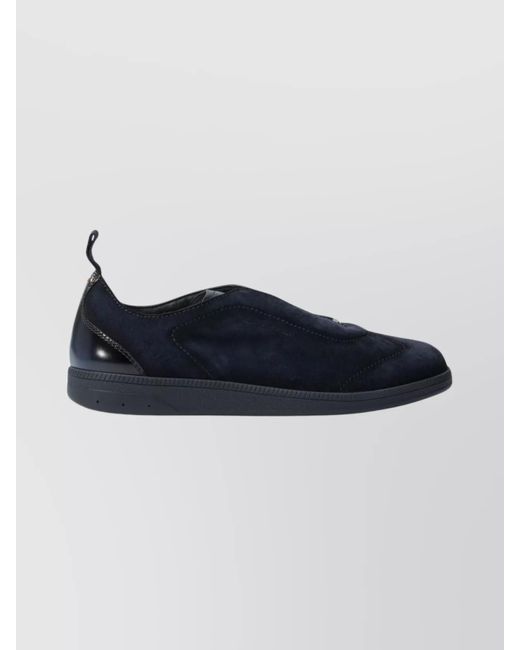 Santoni Blue Leather Slip-On Sneakers for men