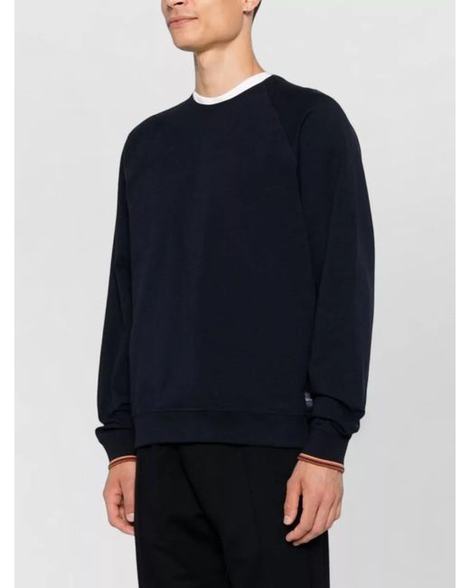Paul Smith Blue Ribbed Crew Neck Sweatshirt for men