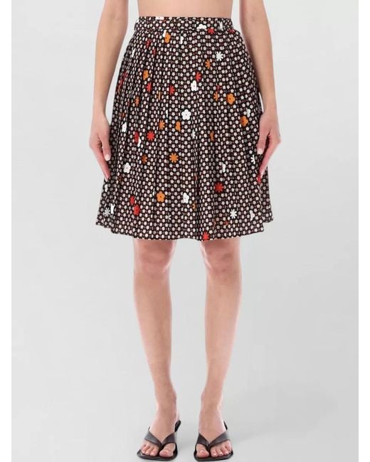 MM6 by Maison Margiela Black High Waist Floral Pleated A Line Skirt
