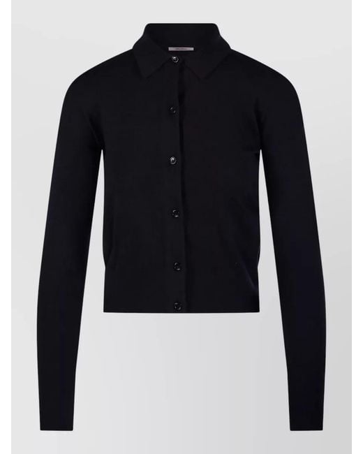 Max Mara Blue Ribbed Slim-Fit Wool Cardigan