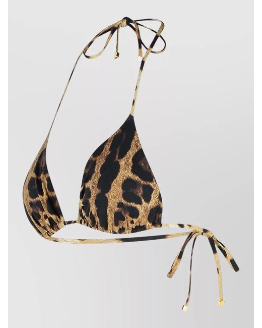 Dolce & Gabbana Multicolor Leopard-Print Triangle Bikini Top