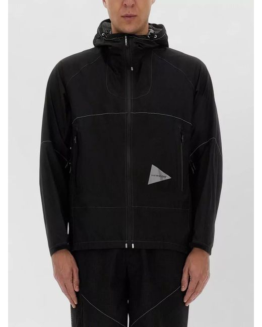 And Wander Black Nylon 3L Ul Raincoat for men