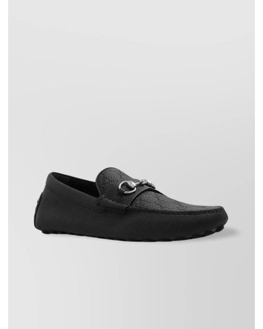 Gucci Black Leather Horsebit Loafers for men