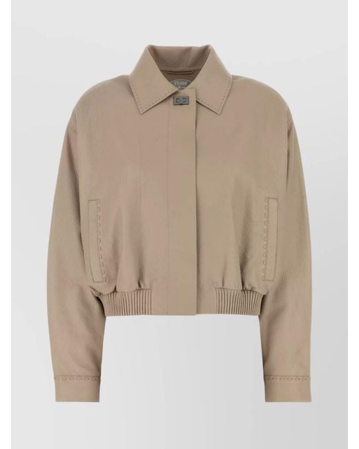 Fendi Natural Leather Bomber Jacket