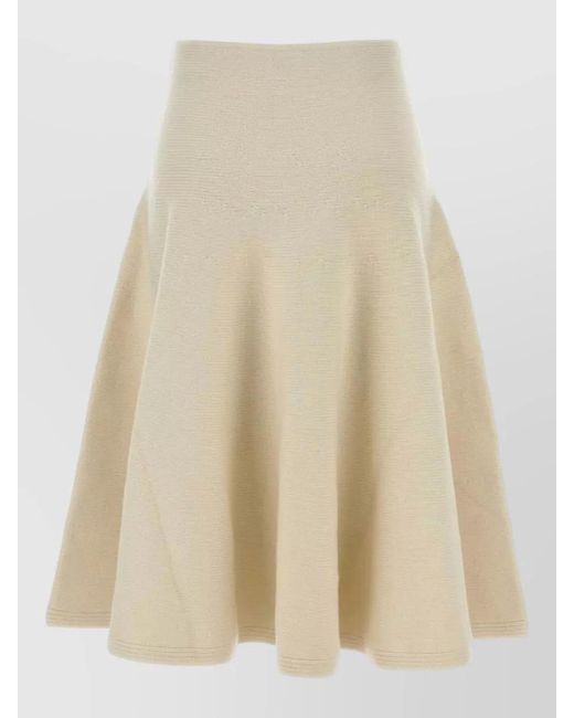 Alaïa Natural Stretch Cashmere Blend Skirt High Waist