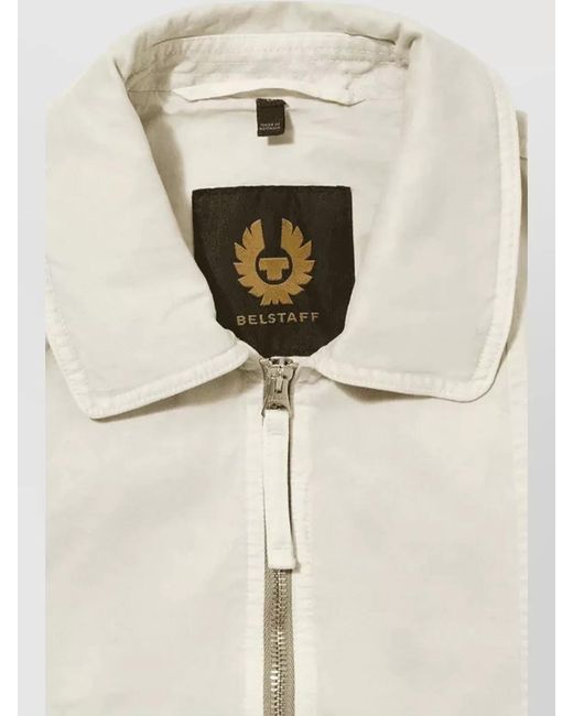 Belstaff Natural Jacket Buttoned Pockets Point Collar Ribbed Trims for men