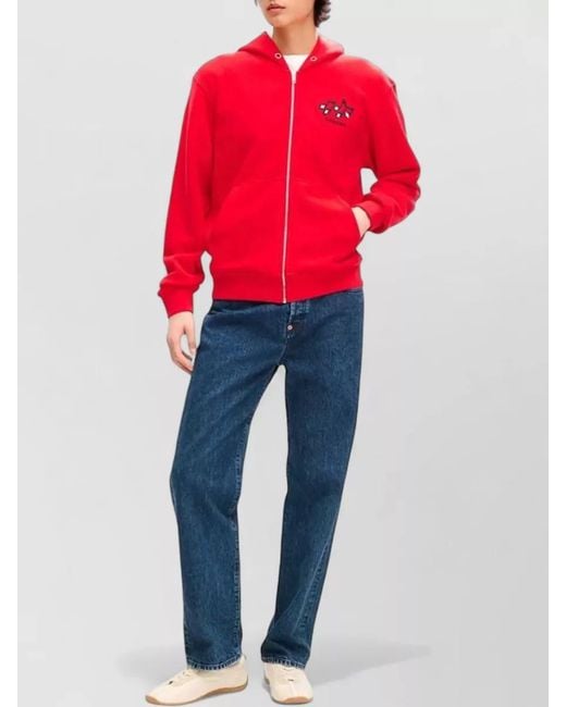 KENZO Red Sounds Cotton Zip Hoodie Vintage Style for men