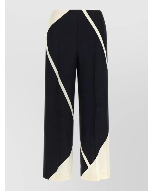 Alberta Ferretti Blue Cropped Trousers Wide Leg Color Block Design