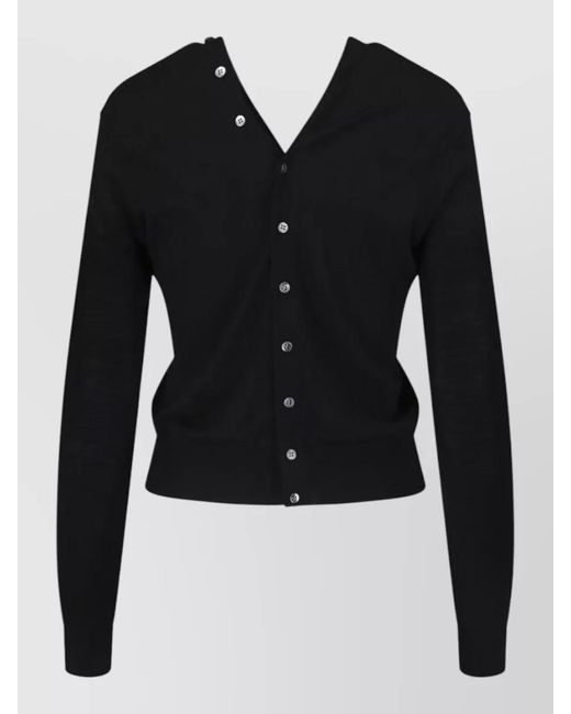 Alexander Wang Black V Neck Cropped Long Sleeve Top